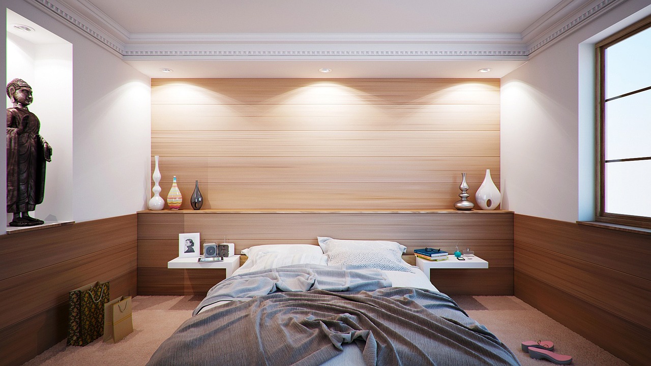 Cozy bedroom interior design with warm modern decor