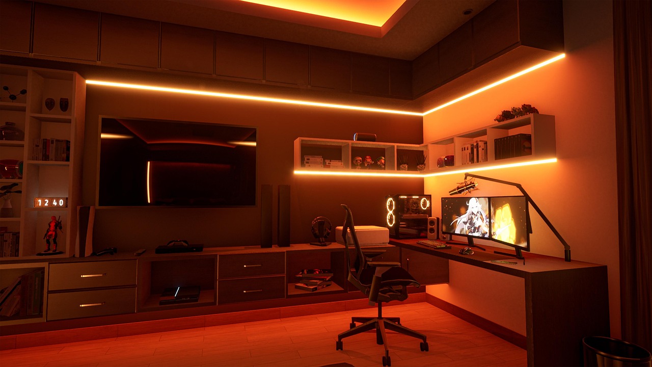 Home office interior design with contemporary workspace