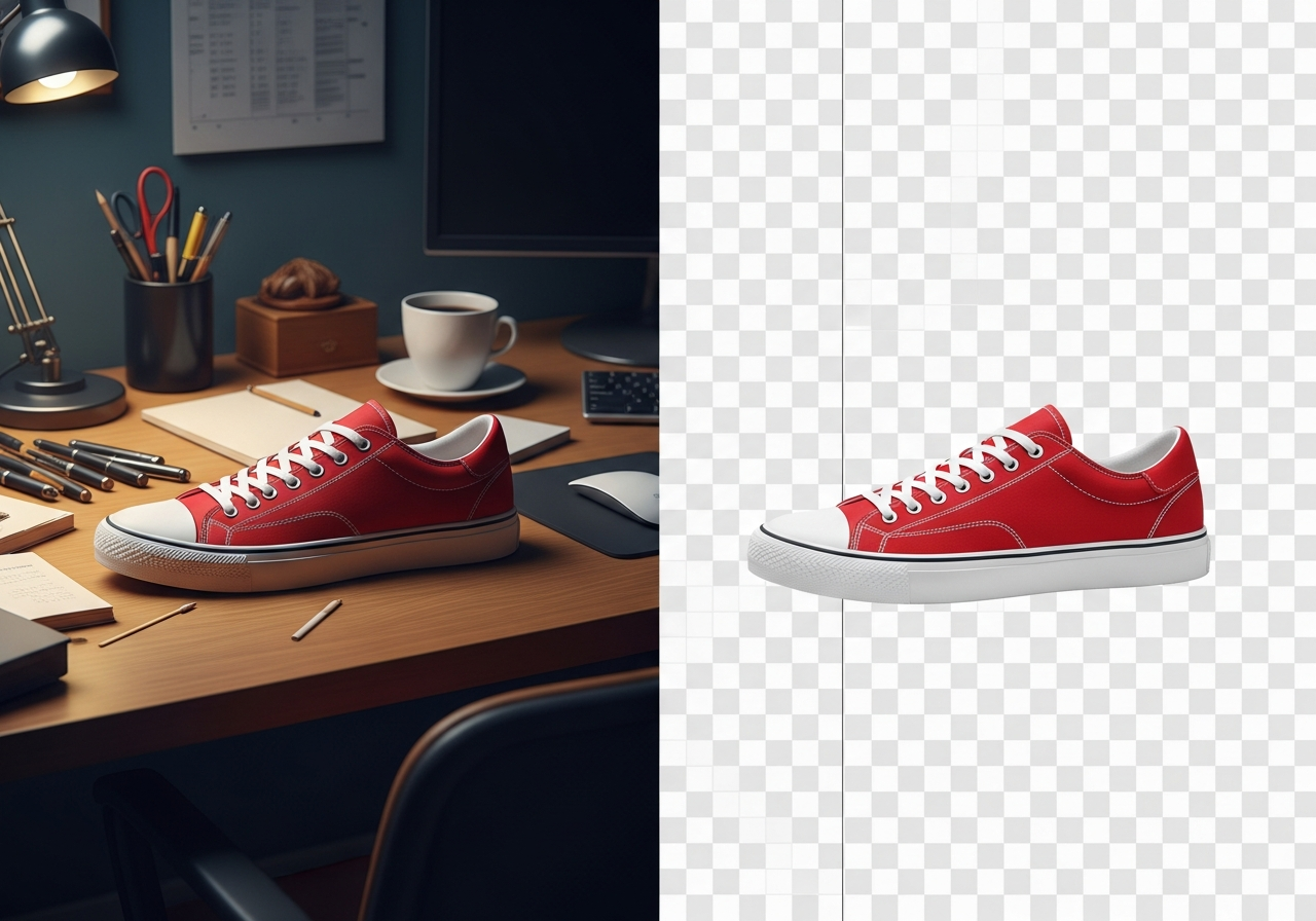 AI background removal before and after comparison